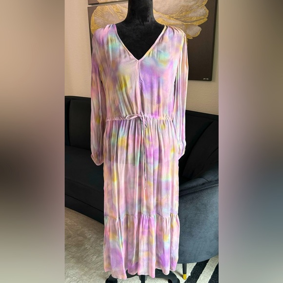 Velvet by Graham & Spencer sheer tie dye purple pink midi dress. Size Small. - Picture 2 of 6